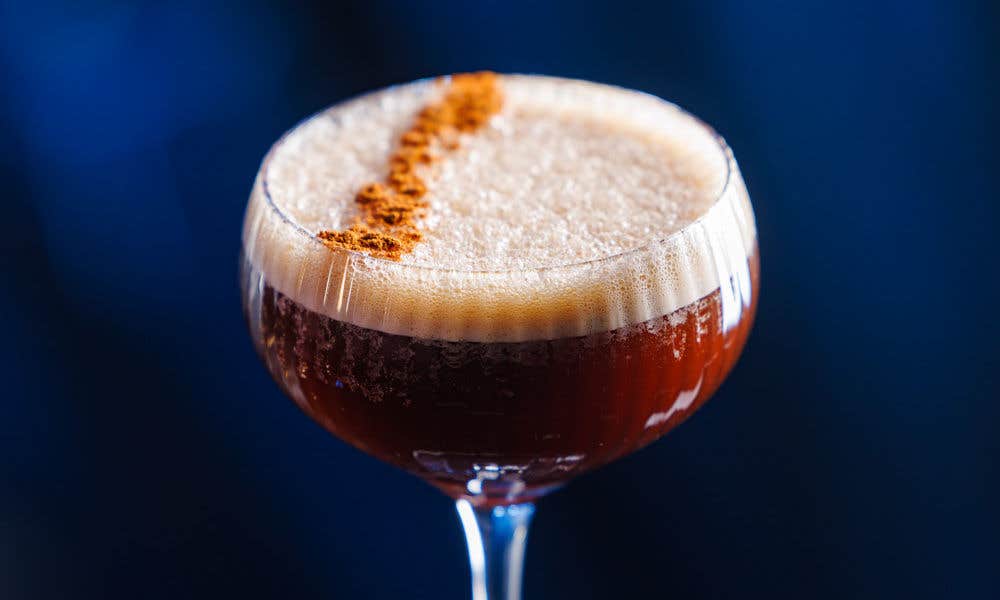 Coffee Cocktail in a long stemmed 