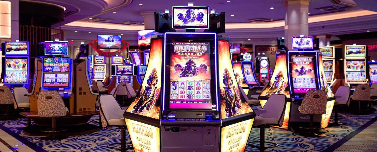 Interior of the casino featuring the slot machines area