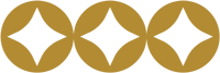 Three repeating geometric star shapes aligned in a row.